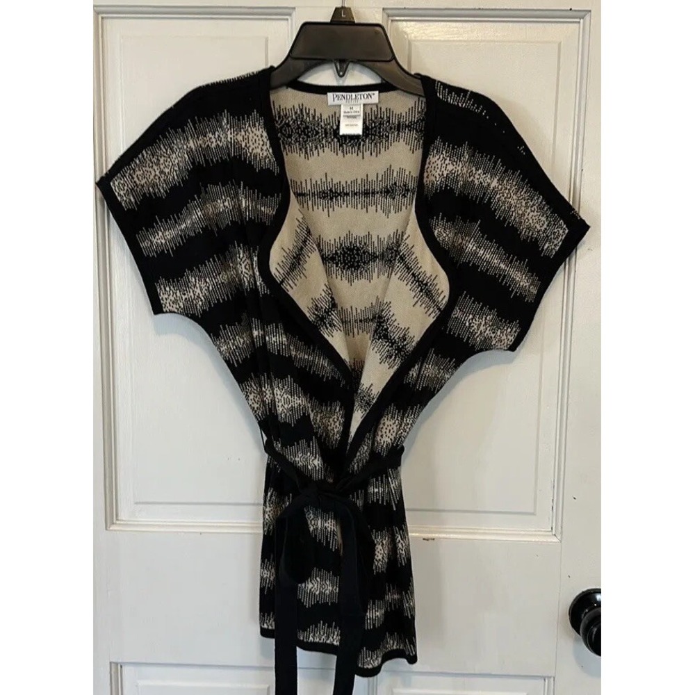 Pendleton -Sz MP Unusual Funky Art Womens‎ French Lagenlook Knit Vest Sweater